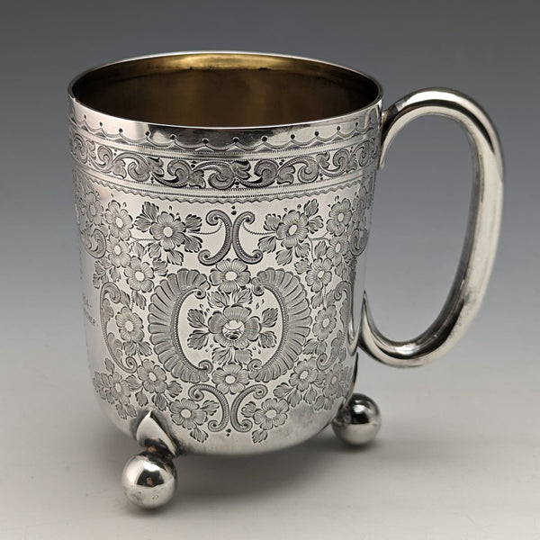 1904年 英国アンティーク 純銀製マグカップ 130g Walker and Hall